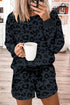 Leopard Long Sleeve Satin Tie Shorts Two Piece Set